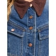 thumbnail image 5 of INSPIRE CHIC Women's Jean Jacket Trendy Button Down Corduroy Collar Barn Jackets Denim Shacket S Deep Blue, 5 of 6