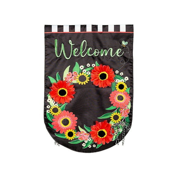 Welcome Wreath Applique Garden Flag
