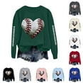 thumbnail image 5 of GEWSEY Baseball Mom Sweatshirt For Women Heart Printed Crewneck Long Sleeve 2025 Pullover Tops (Blue, L), 5 of 8