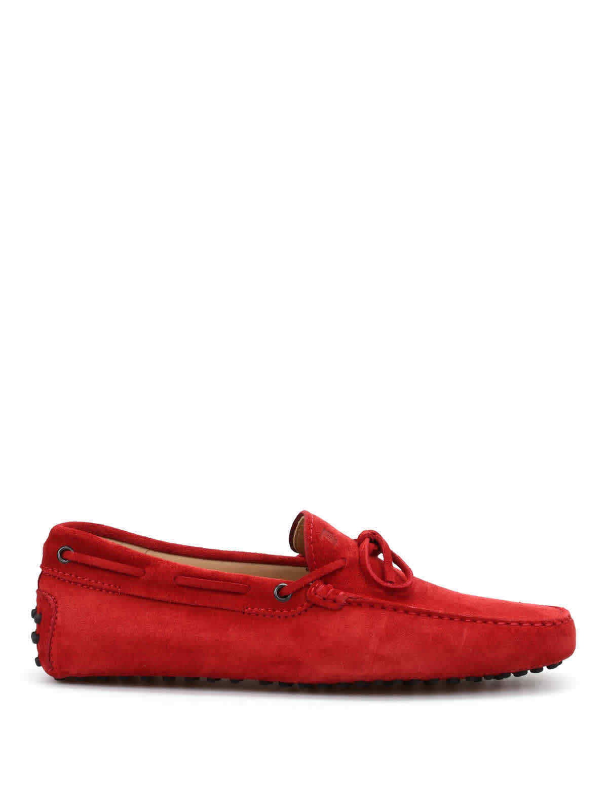 TOD'S Men's Leather Moccasins RED SUEDE MOCCASIN DRIVERS SHOES