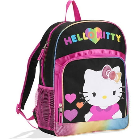 Hello Kitty Black Rainbow Hearts Backpack