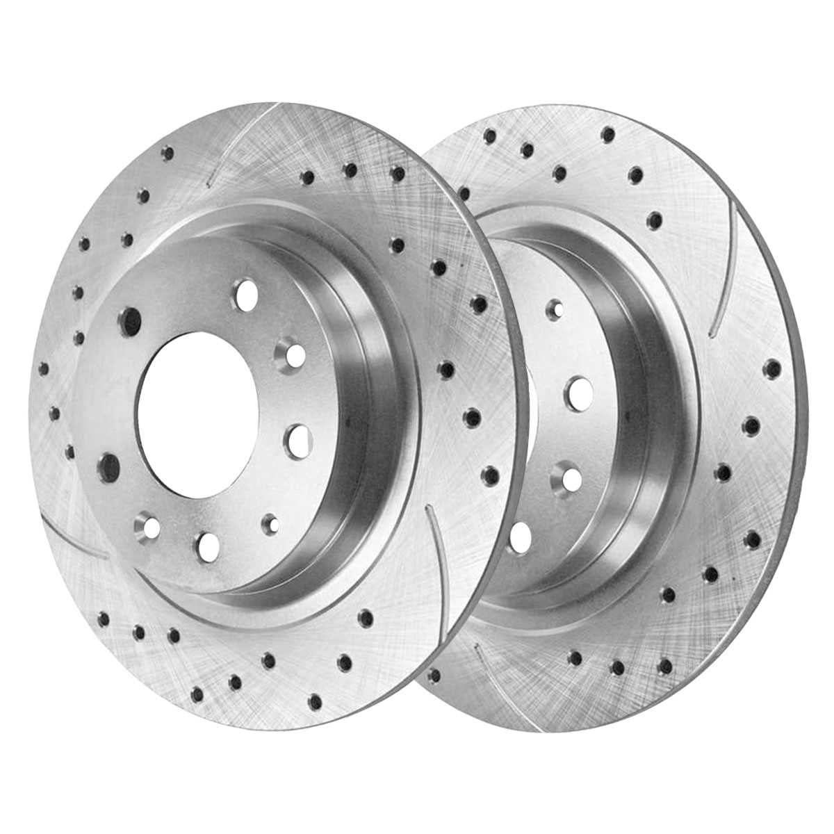 AutoShack Rear Drilled Slotted Brake Rotors Silver Pair of 2 Driver and  Passenger Side Replacement for Lincoln MKZ Zephyr Mercury Milan Mazda  Protege
