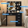 thumbnail image 4 of Ciumeeo Vanity Set with 10 Led Lighted and Mirror Makeup Vanity Table with 5 Drawers & Open Shelves Dressing Desk for Bedroom Girls Women Black, 4 of 10