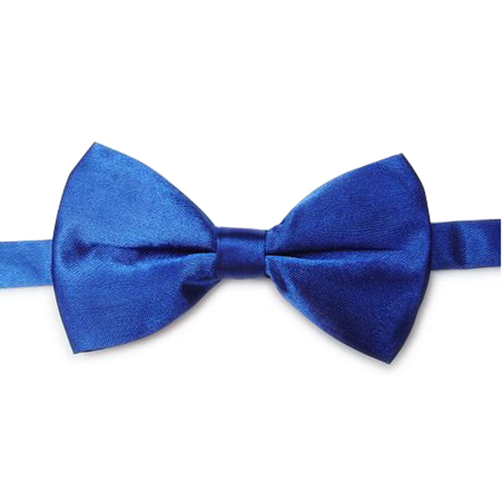 Formal Black Satin Banded Mens Bow Tie