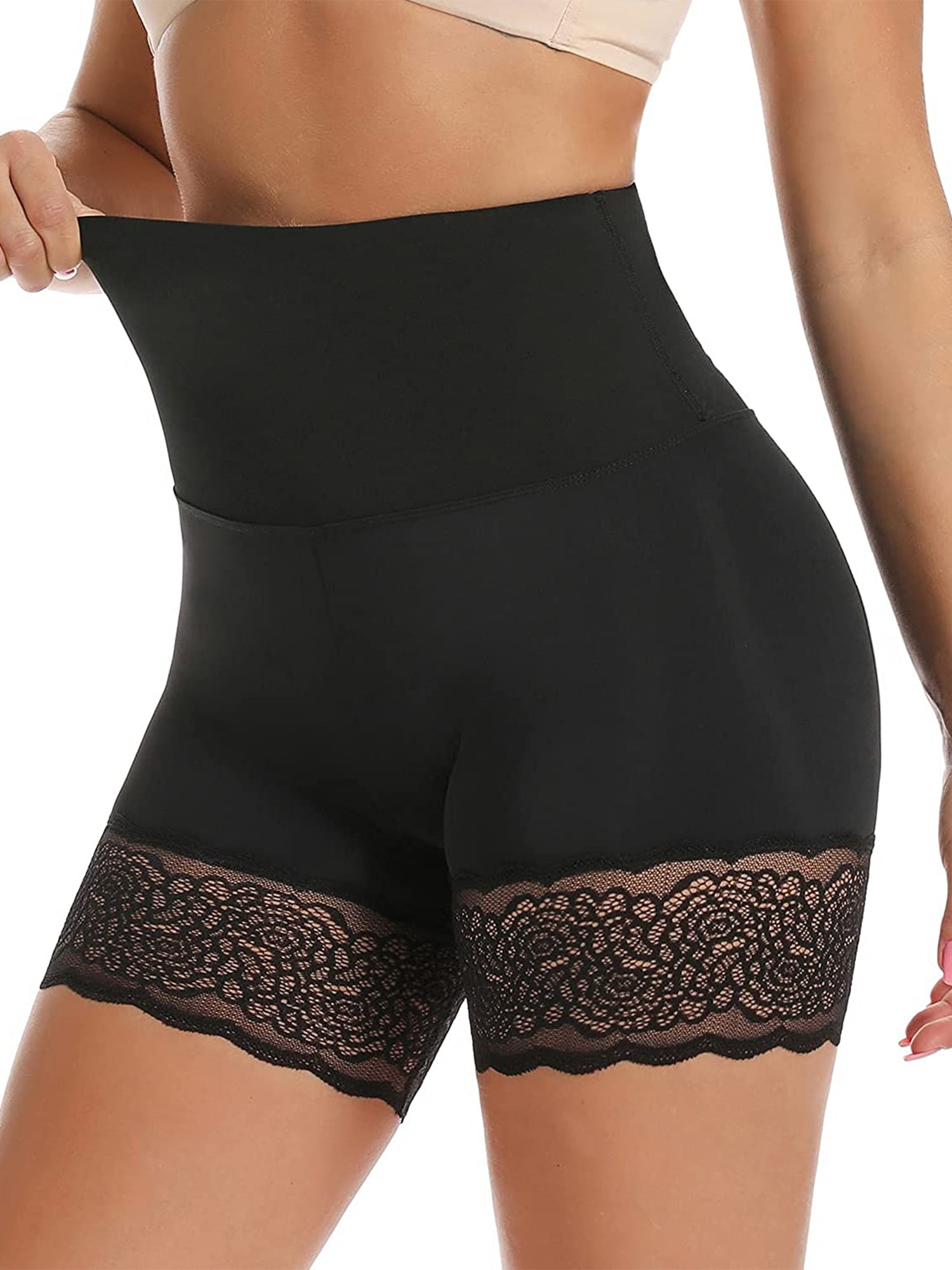 Anti Chafing Slip Shorts Women High Waist Safety Panty Invisible Under  Dress Seamless Underwear Cool Smooth Control Panties Black