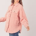 thumbnail image 5 of Lovskoo Women's Corduroy Shacket Shirt Jacket Winter Button Stripe Large Pocket Shirt Coat Pink, 5 of 8