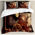 thumbnail image 3 of Industrial Duvet Cover Set Twin Size, Steam Pipes and Pressure Gauger Vintage Style Damaged Timeworn Engine, Decorative 2 Piece Bedding Set with 1 Pillow Sham, Bronze Dark Orange, by Ambesonne, 3 of 3