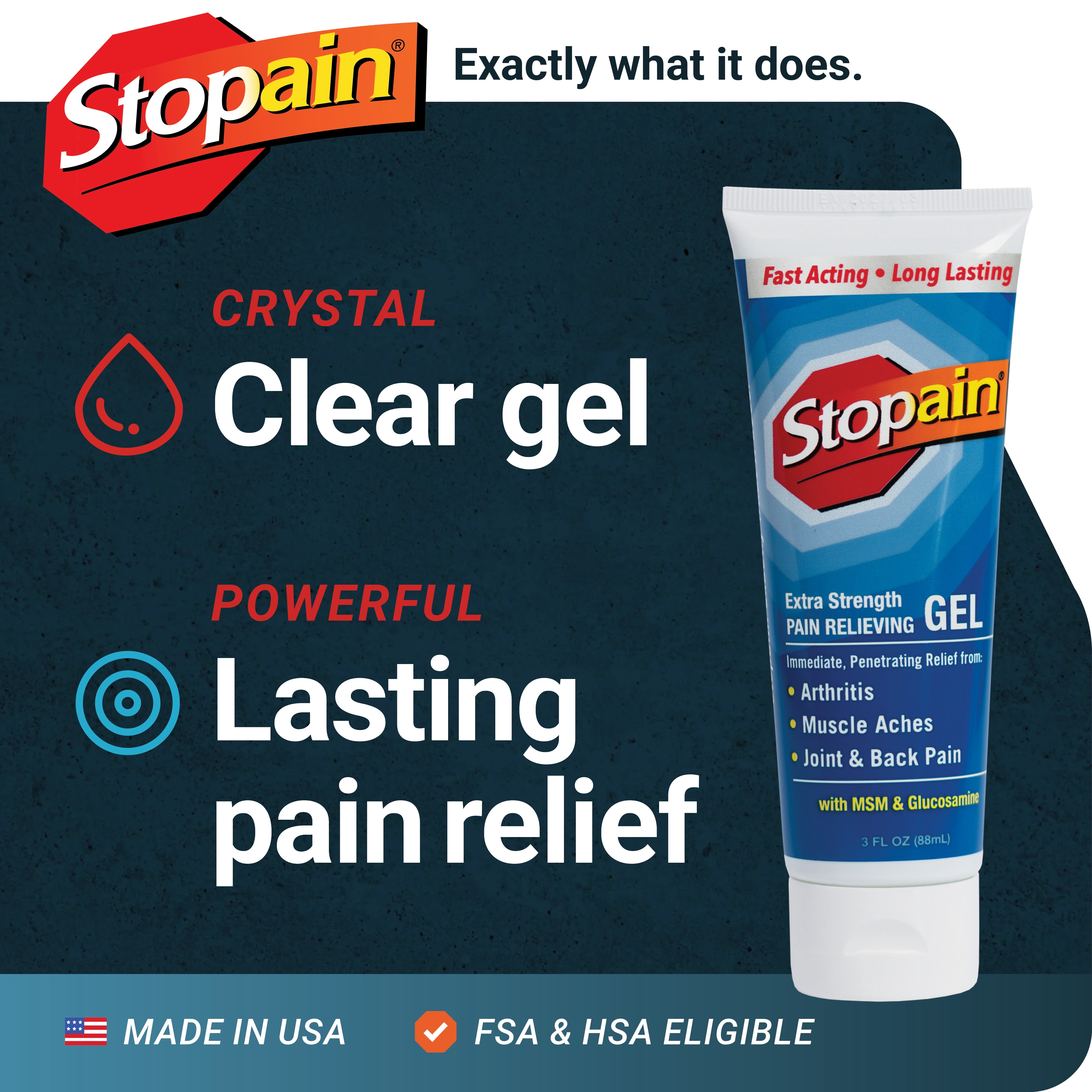 Stopain Extra Strength Gel for Muscle Aches, Joint Pain and Arthritis, 3 FL OZ OTC Medicine