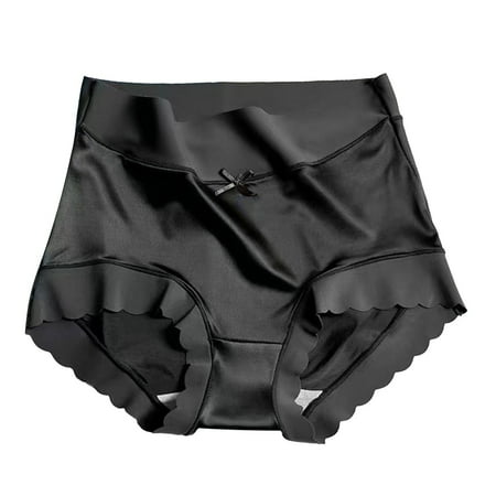 Gewsdrf High Waisted Underwear Seamless Underwear Womens Premium Satin Ice Silk Satin Ice Silk Seamless Shaping Briefs Ice Silk Pantie Hipster Panties Panties for Women Sexy Underwear Black L
