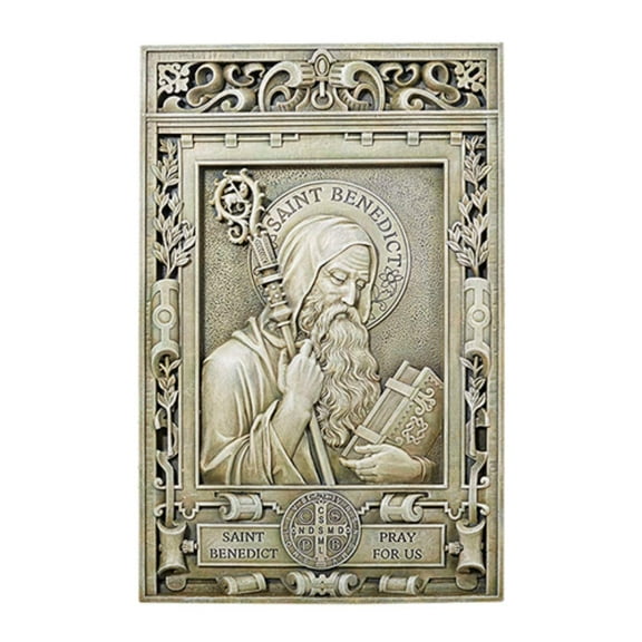 Saint Benedict Garden Wall Plaque, 15 Inch