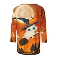 thumbnail image 5 of Virmaxy T-Shirt Femme 2024 Halloween Décontracté Imprimé Lettre Col Rond Manches 7/4 Mode Décontractée Impression Lettres Colorées Col Rond Manches 3/4 T-Shirt Blouse Multicolore-19 S, 5 of 5