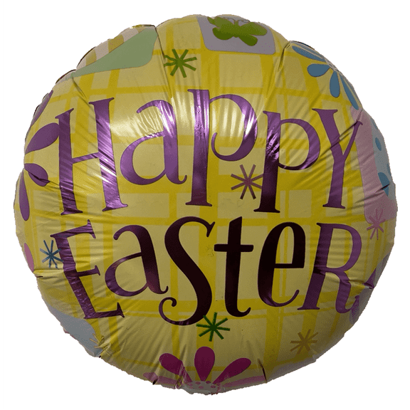 PMU Happy Easter Eggs and Flowers 18 Inch Mylar-Foil Balloon Pkg/1