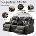 thumbnail image 6 of 3-Seat Power Recliner Chair Sofa Set for Living Room,Gray Faux Leather Electric Home Theater Seating Reclining Sofa Couch with Flipped Middle Backrest,LED Light,USB Port,Cup Holder,Hidden Arm Storage, 6 of 6