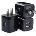 thumbnail image 1 of Black USB Wall Adapter, Charging Block, 3Pack Dual Port 2.1A Fast Wall Charger Brick Base Cube USB Plug Outlet Phone Charger Box for iPhone 16 Pro 15 14 13 12 11 XS Max XR X 8 7 6, iPad, Samsung, LG, 1 of 1