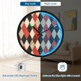 thumbnail image 5 of Indoor 12' Voice-Activated Luminous Decoration Wall Clock With LED Night Light Red Beige Black Harlequin Pattern, 5 of 8