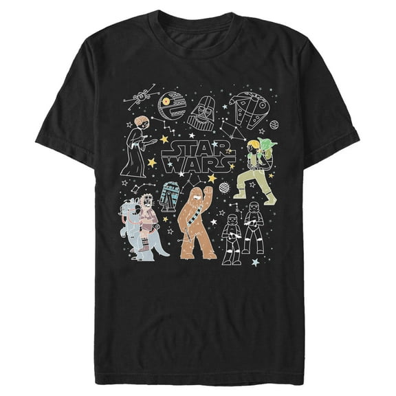 Men's Star Wars Starry Character Collage  Graphic Tee Black Large
