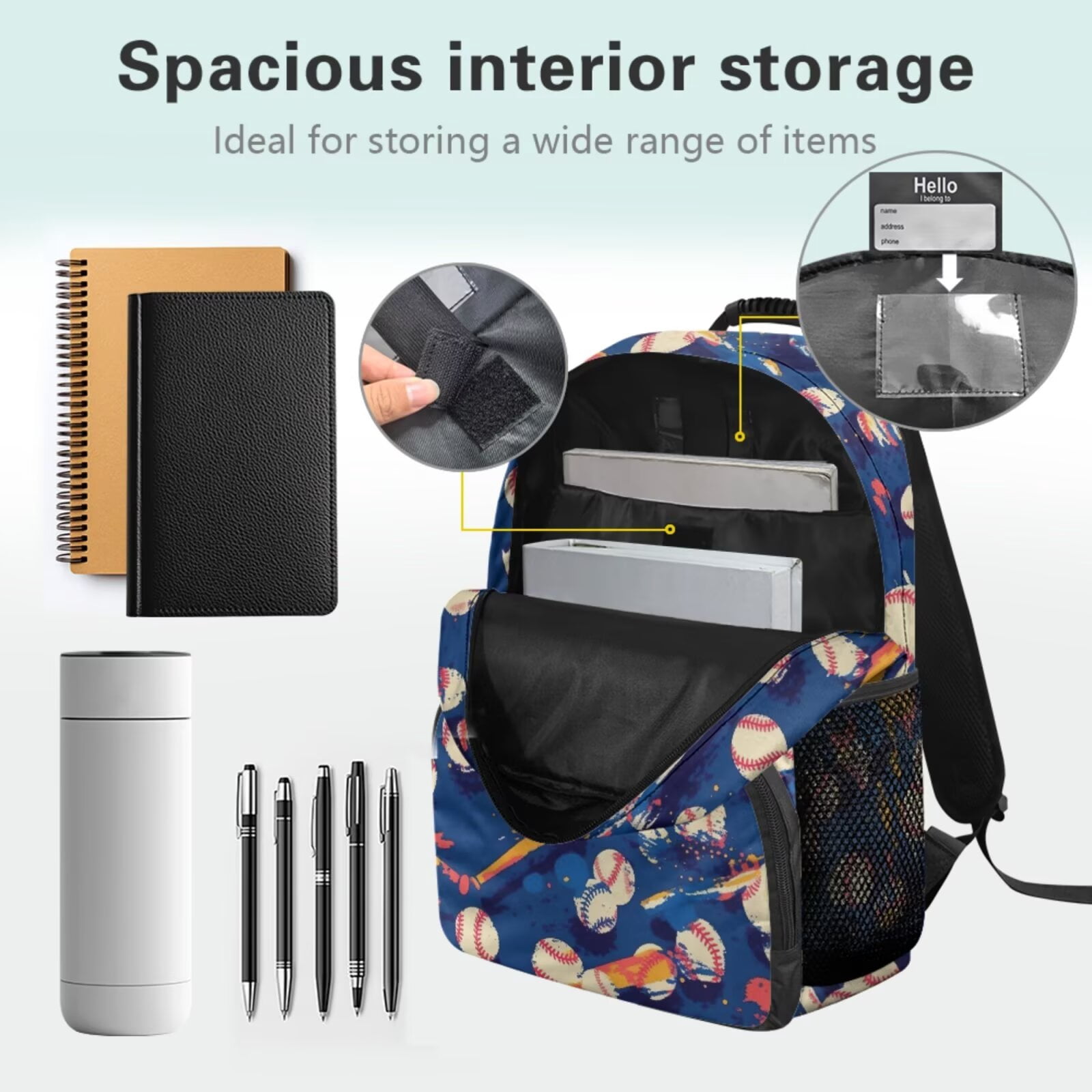 Pzuqiu Baseball Print Backpack for Boys 8-12 Kids School Bag with Lunch Box Pencil Case Lightweight Bookbag for Middle School 4pcs 17 Inch Kids Backpack Travel Bag