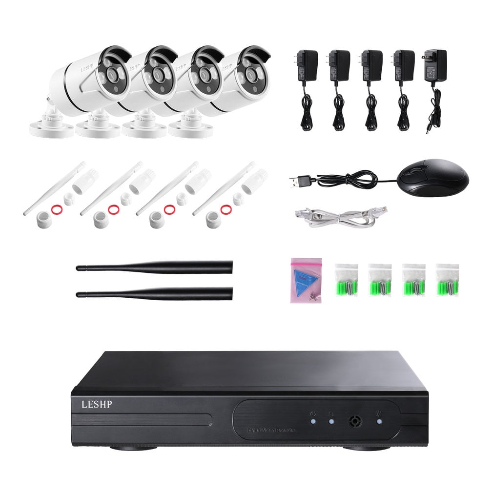 Wireless Security Camera System 4 CH 720p Video Recorder NVR 4 x 1.0MP Wifi Outdoor Network IP Cameras Motion Detect
