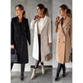 thumbnail image 2 of Abrigo de lana cruzado de manga larga sencillo de moda de otoño e invierno para mujer, 2 of 6