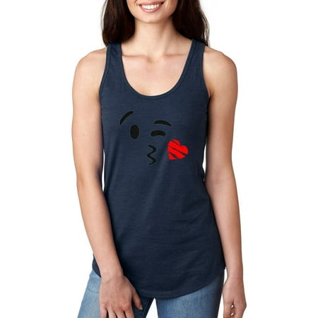 Emoji Winky Face Kissing Heart Women Tops Next Level Racerback Tank Top