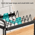 thumbnail image 3 of ​MAROAUO Dish Drying Rack 2-Tier Square with Utensil Holder and Drain Board, Sink Organizer, Kitchen Sink Dish Drainer, Black, 1pc, Standard Size​, 3 of 11