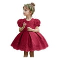 thumbnail image 2 of WOYY Toddler Girls Short Sleeve Bow Embroidery Evening Dress Party Pageant Gown, Sizes 6M-5T, 2 of 8