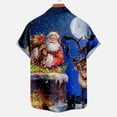 thumbnail image 4 of IROINNID Christmas Vacation T-shirt for Men Funny Print Button Up Red Shirt Hawaiian Xmas Vacation Gift Tops,Blue, 4 of 5