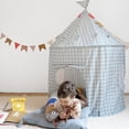 thumbnail image 6 of 3 Sprouts Kids Play Tent Playhouse Castle with Recycled Fabric for Indoor and Outdoor Games in Gingham Blue, 6 of 6