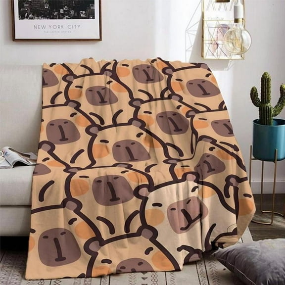 Soft Funny Throw Blanket Cute Cozy Cuddle Ultra-Cartoon Capybara Print Flannel Blanket ,All-Season Throw For Adults,Family,Birthday,Couples Versatile Bed,Sofa,Bedroom Decor Gift