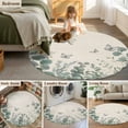 thumbnail image 5 of Round Rugs 3.3 Ft, Teal Eucalyptus Leaves Non Slip Area Rugs for Kitchen Bedroom Entryway, Butterflies Summer Leaf Rustic Washable Carpet Runner Rug Floor Mats for Bedroom Home Decor, 5 of 9