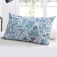 thumbnail image 5 of Blue Paisley Throw Pillow Cover 20 x 36 Inch Decorative Pillow Cover Ethnic Abstract Art Vintage Lumbar Pillowcase Seasonal Rectangle Cushion Case for Couch Sofa Bed Living Room, 5 of 7