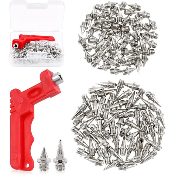 120Pcs 1/2 Inch, 1/4 Inch Cross Country Stainless Steel Spikes with Spike Wrench, Track Shoes Spikes Track Spikes Replacement for Short Running, Sprint Sports, Jumping Sports