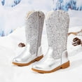 thumbnail image 5 of newwalpole Girls Cowgirl Boots Unisex-Child Mid Calf Glitter Toddler Cowboy Boot Little Big Kids Western Riding Shoes Silver for Size 12.5, 5 of 7