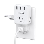 LENCENT usb plug outlet adapter in wall charger,2 to 3 Prong adapter Wall Outlet Extender with 3 USB ports, Multi power outlet splitter for home