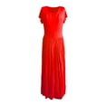 thumbnail image 5 of Qarigey Vestido largo Manga corta Vestido maxi de verano Color sólido Ropa de mujer Vestidos Rojo L, 5 of 5