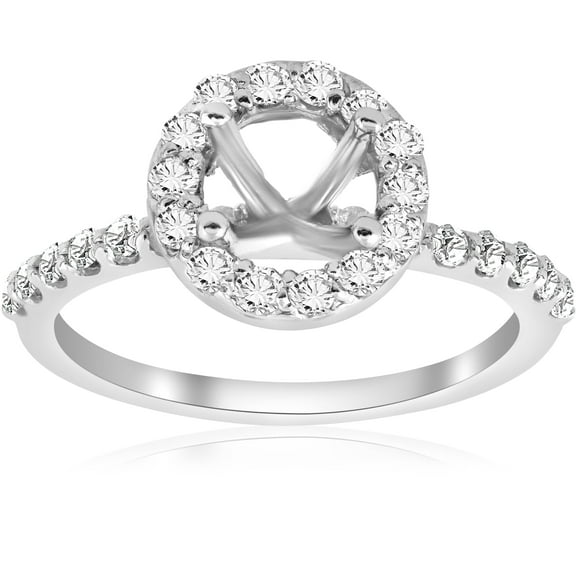 Pompeii 1/2ct Diamond Halo Engagement Ring Setting 14K White Gold (G/H,SI)