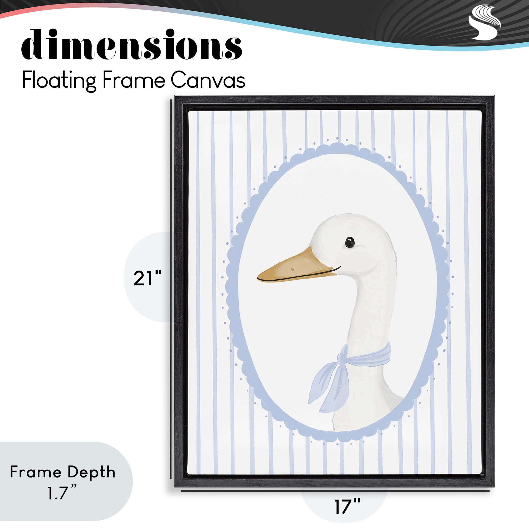 Stupell Industries Dainty Bordered Duck Black Framed Floater Canvas Wall Art, design by Cherrywood Lane