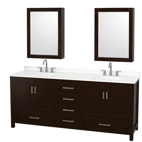 Wyndham Collection Wcs141480d-Qtz-Us3med Sheffield 80" Free Standing Double Basin Vanity