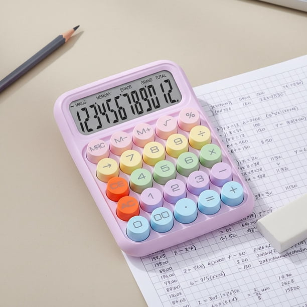 Calculadora de escritorio con teclas mecánicas de fácil pulsación, ligera y con accesorios estándar. de mano para uso en contabilidad y finanzas Púrpura
