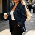 thumbnail image 6 of Purcolt Women's Stripes Blazer Dressy Casual Notched Lapel One Button Long Sleeve Boyfriend Jackets Suit Comfort Slim Fit Business Work Office Outerwear, 6 of 9
