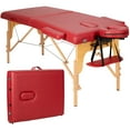 thumbnail image 1 of Patiojoy Portable Massage Table Adjustable Spa Bed Wooden Legs with Face Cradle & Carry Case Red, 1 of 7