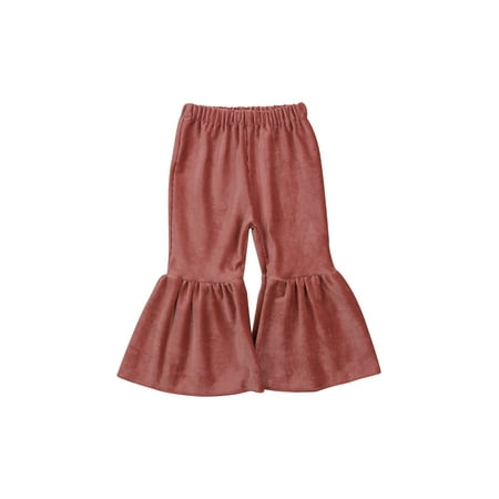 

Canrulo Kids Toddler Baby Girl Long Pants Bell Bottom Corduroy Flared Trousers Ruffle Leggings Fall Winter Clothes Dark Pink 3-4 Years