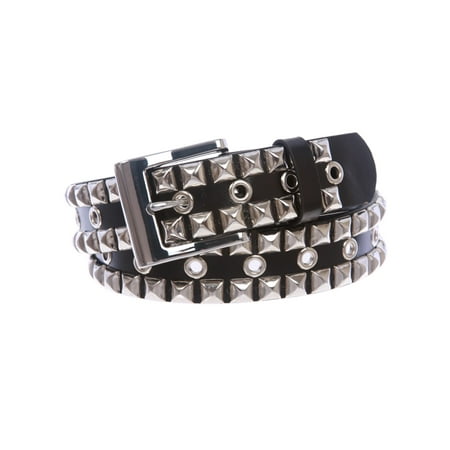 - Snap On Punk Rock Silver Star Studded Grommets Full Grain Leather Jean Belt