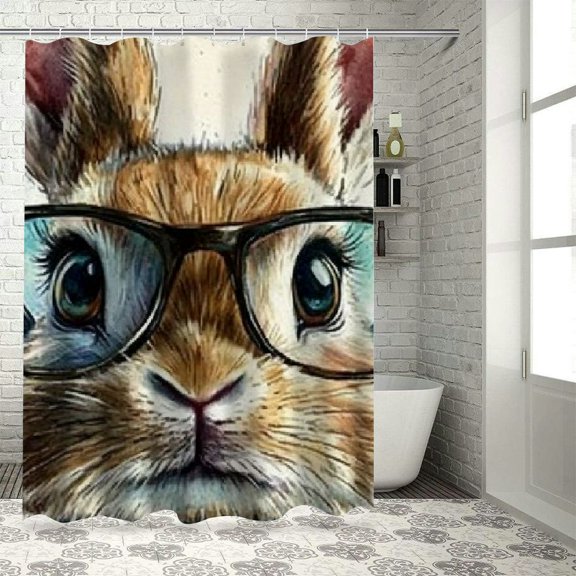 Patifu Glasses Tie Shower Curtain for Bathroom Chic Modern Decor with Hooks 36"x72