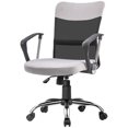 thumbnail image 1 of Vinsetto Mid Back Office Chair, Linen Adjustable Office Chair with Lumbar Back Support, Arm, Adjustable Height, Grey, 1 of 6