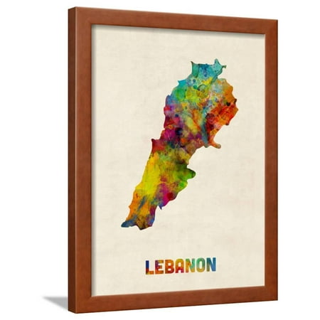 Lebanon  Watercolor Map Framed Print Wall  Art  By Michael 