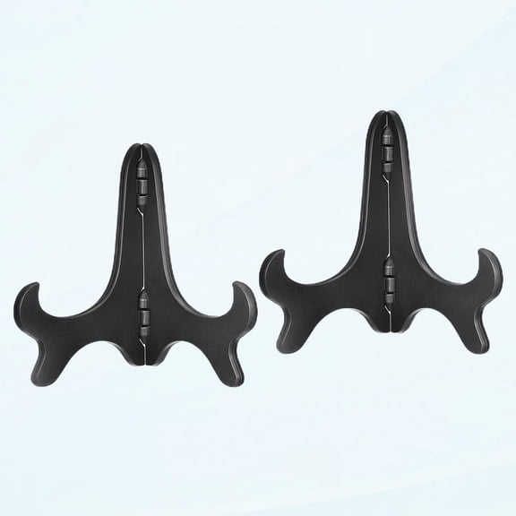 2 pieces 4 inch easel board stand, imitation wood plastic folding display stand black for decorative picture frames