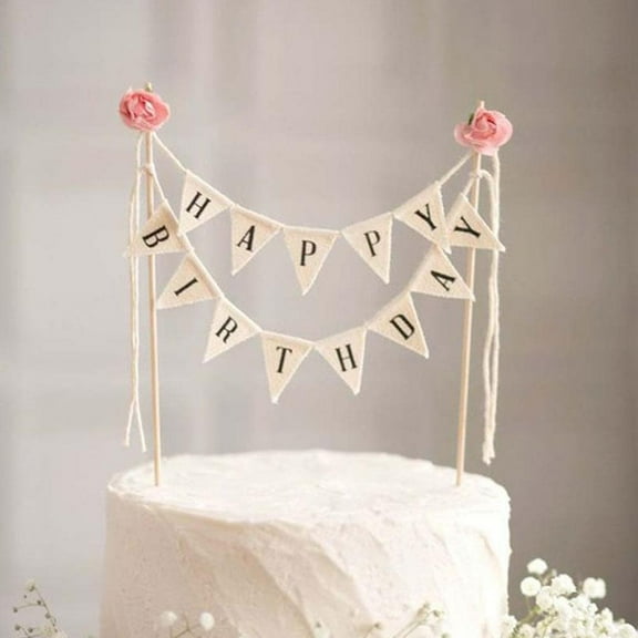 QHUDLV Happy Birthday Cake Topper Bunting Cake Topper Party Cake Decorations by Shanghaiyuming