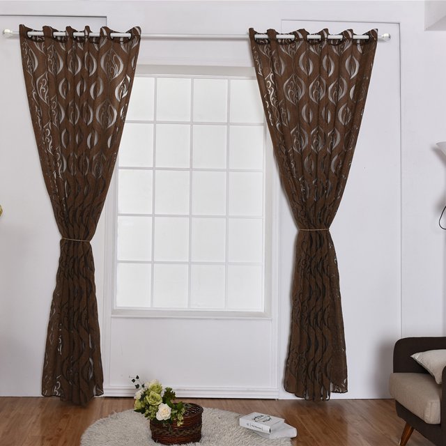 Moyic Ganchos Tijeras de burbujas Cortinas Cortinas de ventana translúcidas Persianas de dormitorio de sala de estar semitransparentes 100 * 200/250 Decoración del hogar Café 100*250cm Moyic JJ11444-10