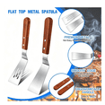 thumbnail image 3 of Metal Spatula Set, Stainless Steel Griddle Spatulas with Wooden Handle, Slotted & Solid Turner for Cooking, Baking, BBQ, Grilling, 3 of 6
